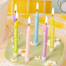 Shein 6pcs Assorted Color Happy Birthday Print Candles