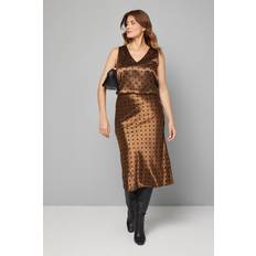 Gold Skirts Wallis Satin Spot Bias Midi Skirt - Gold