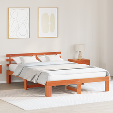 Frame Beds vidaXL Pine Wood Wax Brown 140 x 200 cm Frame Bed