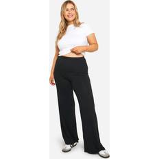boohoo Basics Plus Basic Jersey Wide Leg Trousers - Black