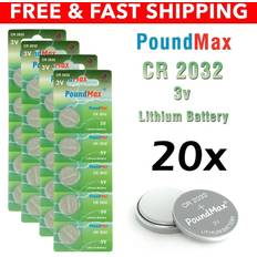 PoundMax CR2032 DL2032 3 Volt Lithium Batteries