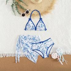 Shein Tween Girls Floral Bow Vacation Bikini Set