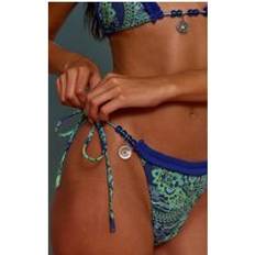 Paisley Badkläder PrettyLittleThing Print Scalloped Hem Bead Detail Tie - Blue