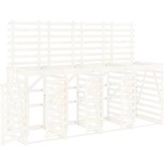 Dépendances vidaXL Abri Pour Poubelle Quadruple Sur Roulettes Blanc Bois Pin (Surface du bâtiment )