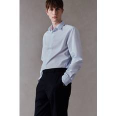 H&M Herre Easy Iron Skjorte Slim Fit - Lyseblå