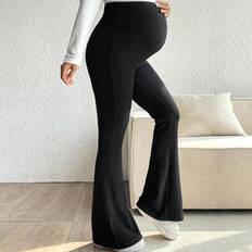 Maternity Solid Color Ribbed Skinny Pants