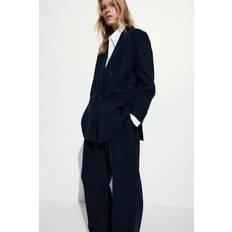 XXS Blazers H&M Linen Blend Blazer - Navy Blue