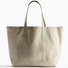 Beige Strandtasker H&M Herre Beige Strandtaske Bomuldscanvas