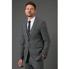 Grey Suits Burton Tweed Look Slim Fit Suit Jacket - Charcoal