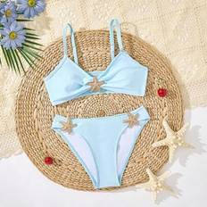 Shein Tween Girls Light Blue Fashion Resort Bikini Sets