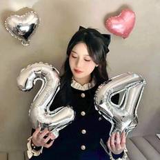 Silver Foil Balloons Shein 16-Inch Silver Number Balloon 0-9