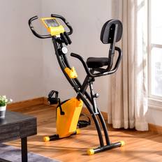 Exercise Bikes Homcom 2-In-1 Folding Exercise Bike with 8 Level Magnetic Yellow
