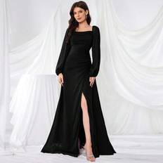 Shein Long Sleeve Chiffon Dress With Pleats - Formal
