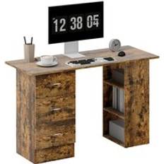 Rectangular Writing Desks on sale Homcom 120cm Computer With 3 Shelf Drawers Writing Desk