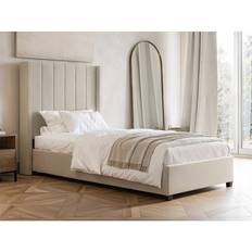 Beige Beds & Mattresses Flair Tiggy Single Ottoman Velvet Beige Frame Bed