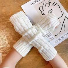 White - Women Arm & Leg Warmers Shein Solid Color Long Casual Arm Sleeves - Warm Touchscreen