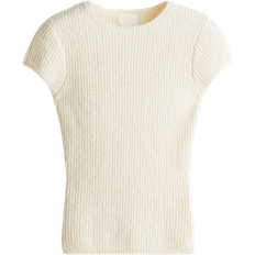 Solid Colours Wristbands H&M Rib Knit Top - Light Beige