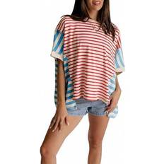 Shein Summer Baggy T-Shirt Stripe Print Short Sleeve - Multicolor