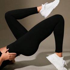 Shein High Waisted Ribbed Seamless Slim Leggings - Cloud Soft