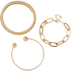 Copper Bracelets Shein 3PCS Golden Bangles For Women Chunky Stretch Multi Layer Stacked Metal Chain Bangles Bracelets Flexible Wide Wristband Cuff Bracelets Set Of 3 Jewelry Gifts For Families And Friends,Mother Day Gift