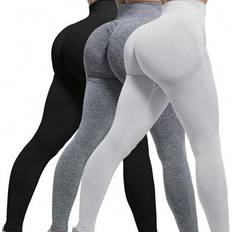Seamless Tights & Stay-Ups Shein 3 Piece Workout Leggings Set For Women