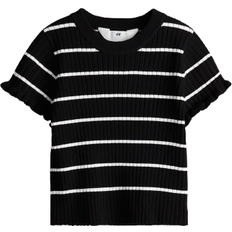 Polyamide Children's Clothing H&M Rib knit Top - Black/Striped (1224475006)