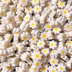 Shein 100pcs/Pack White Flower Shaped Polymer Clay Beads For Bracelet & Necklace DIY Valentines