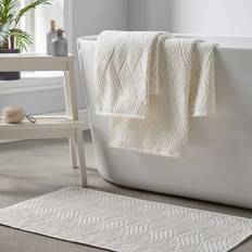 Dunelm Coastal Breeze Wave Sculptured Cotton Bath Towel Beige (127x70cm)