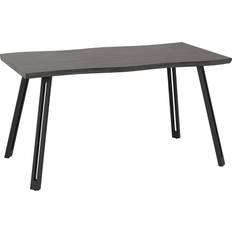 SECONIQUE Quebec Wave Edge Black Wood Grain Dining Table 80x140cm