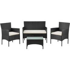 Juskys Fort Myers - Black Lounge-Set, 1 Tisch einschl. 2 Stühle & 1 Sofas