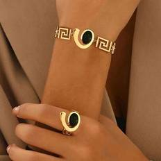 Shein Vintage Metal Style Bracelet Ring Set - Swirl