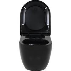 vidaXL Inodoro de pared de cerámica negro