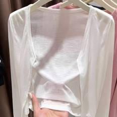 Breathable Cardigans Temu Elegant White Sleeveless Cardigan With V-neck - Lightweight