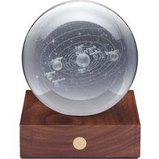 Gingko Amber Crystal Light Solar System 3D Walnut Table Lamp