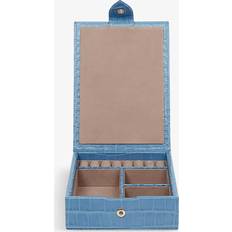 Blue Jewellery Boxes Smythson Nile Blue Mara Travel Tray Croc-embossed Leather Jewellery Box - Nile Blue