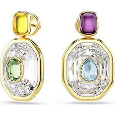Swarovski Multicoloured Earrings Swarovski Chroma Drop Earrings Asymmetrical Design Octagon Cut - Multicoloured
