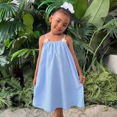 Children's Clothing Shein Young Girls 3D Flower Striped Pattern Loose Cami Dress - Summer