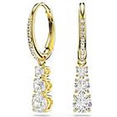 Jewellery Swarovski Gold-Tone Plated Round Cut Hoop Earrings - White