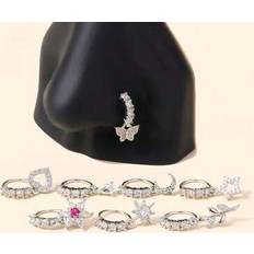 Piercings on sale Shein Dangle Nose Rings Hoop Butterfly Heart Moon - 20G