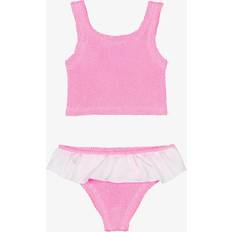 Bikinis Hunza G Bubblegum Pink Crinkle Bikini With White Frill
