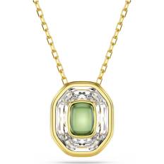 Swarovski Gold Plated Charms & Pendants Swarovski Chroma Octagon Cut Green Gold-tone Pendant