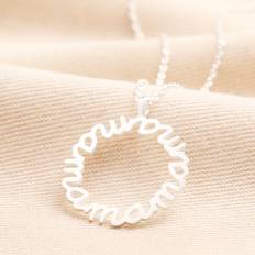 Sterling Silver Mama Circle Pendant Necklace - Silver