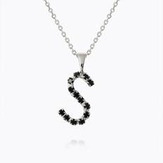 Caroline Svedbom Svarta Halsband Caroline Svedbom Mini Letter Black Necklace Letter S Gold Rhodium