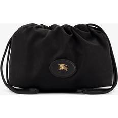 Burberry Clutch tasker Burberry Equestrian Knight Drawstring Pouch Brushed Metal Elements - Black