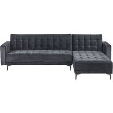 Beliani Letto Angolare Modulare Aberdeen Velluto Nero Posti Divano Divano 4 Posti