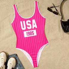 Stripes Shapewear & Under Garments Shein Plus Size 4th Of July Printed Bodysuit