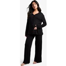 Boohoo Clothing boohoo Maternity Long Sleeve Shirt Trouser Pj Set - Black