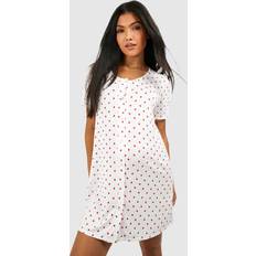 Nightgowns boohoo Maternity Button Through Heart Print Nightie - White