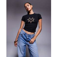 Juicy Couture Clothing Juicy Couture Chain Shrunken Baby T-Shirt - Black