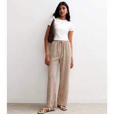 Brown - Women Trousers New Look Plus Size Soft Touch Striped Wide Leg Trousers - Brown